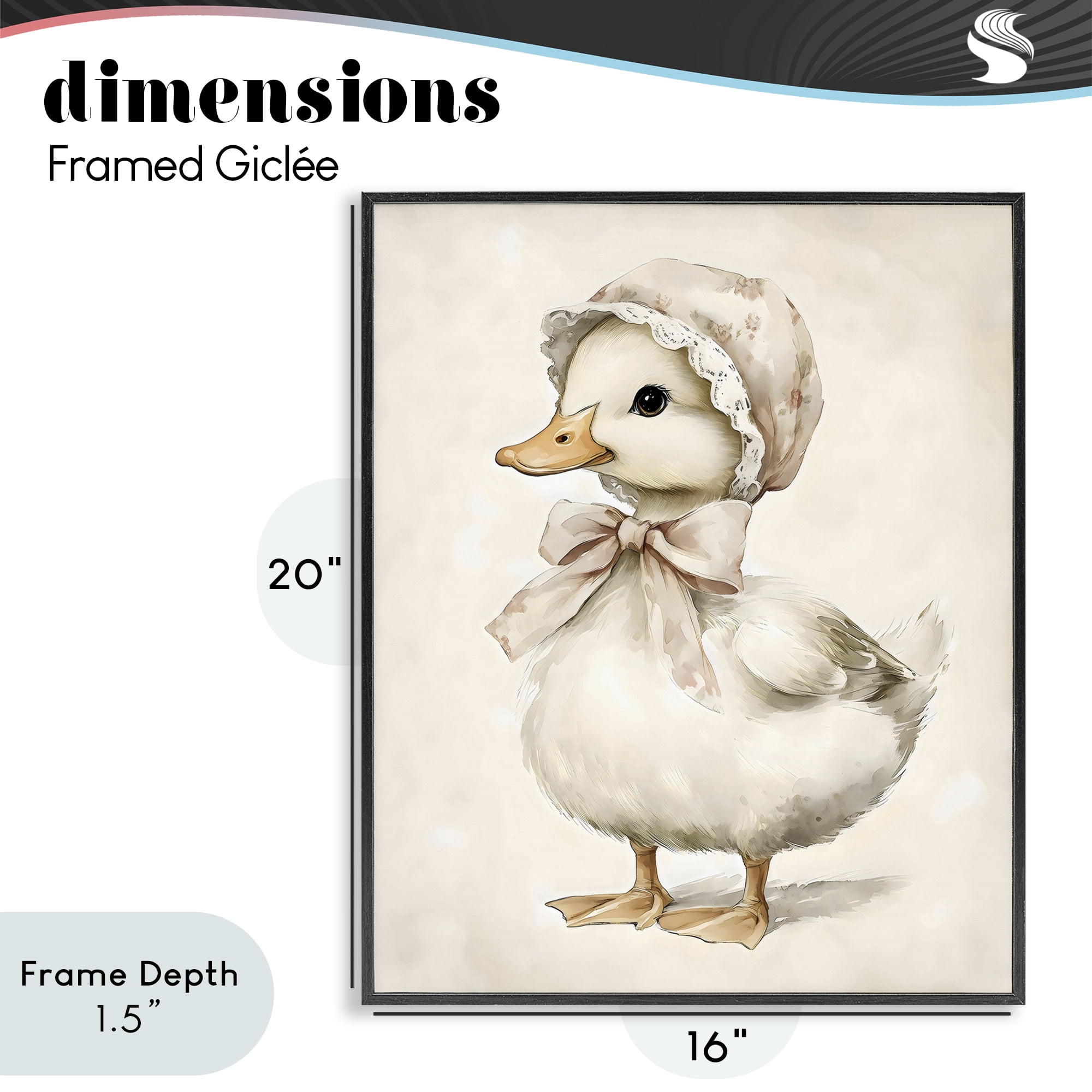 Stupell Industries Duck Wearing Bonnet Black Framed Giclee Art, design by Arlington Prints