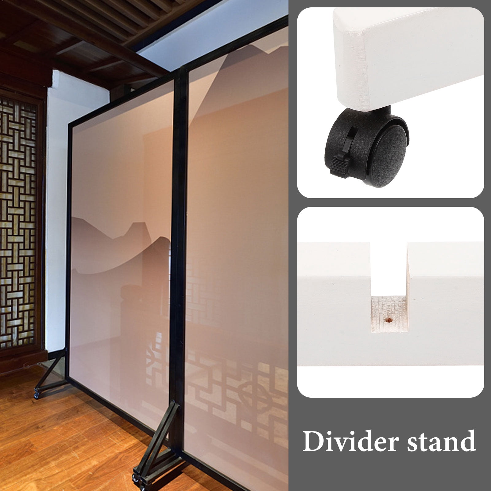 WHAMVOX  2 Pcs Room Dividers Folding Privacy Screen Mobile Door Base