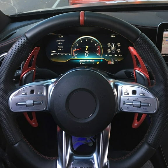 Acaigel 2pcs Red Steering Wheel Paddle Shifter For Mercedes AMG A45 C43 C63 E63 E53 GLC63 GLE53