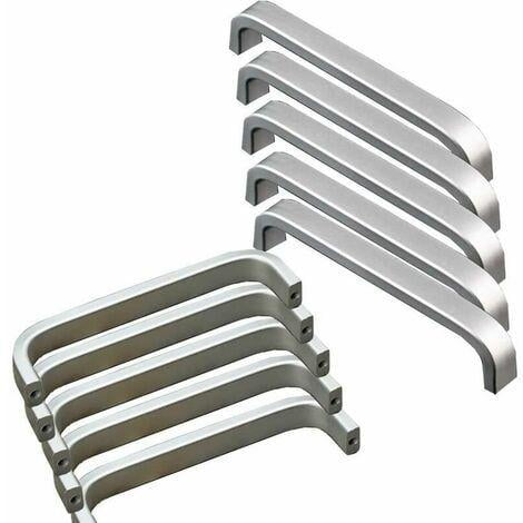 10 PCS Manija de Muebles de Cocina de Acero Inoxidable Manija de Puerta de Cocina Universal Manija de Cajón de Muebles de Aluminio Palo de Puerta Exterior con 20 Tornillos para Puerta de Armario de