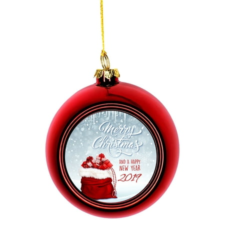 Christmas In Melbourne 2019 Merry Christmas and a Happy New Year 2019 Ornaments Red Bauble Christmas Ornament Balls ()