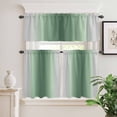 thumbnail image 2 of 3 Piece Kitchen Curtains and Valances Set Sage Green Grey Ombre Cafe Curtains 24 Inch Length Farmhouse Gradient Minimalist Valance & Tier Curtain for Living Room Bedroom Window 54"x18"+27"x24"*2, 2 of 6