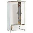 thumbnail image 3 of Pemberly Row Modern Engineered Wood Armoire in Soft White/Lintel Oak, 3 of 12