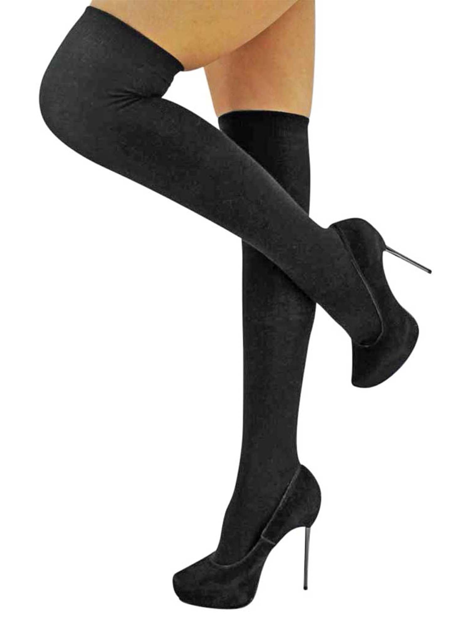 LADIES OVER THE KNEE SOCKS STOCKINGS THIGH HIGH WITH STRIPES HOLD UP 