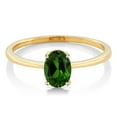 thumbnail image 2 of Gem Stone King 10K Yellow Gold Green Chrome Diopside Solitaire Engagement Ring for Women (0.70 Cttw, Oval 7X5MM, Gemstone Birthstone, Size 8.5), 2 of 3