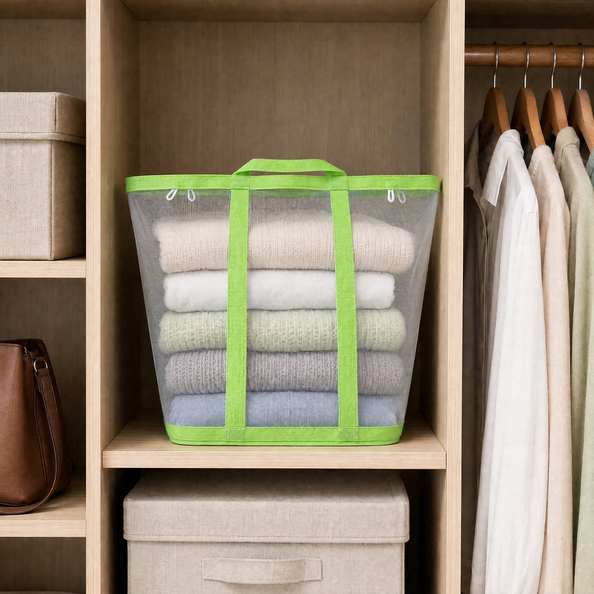 Unique Bargains Collapsible Polyester Laundry Hamper for Home and Travel Use 13.8"x8.7" Green