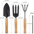thumbnail image 2 of Mini juego de herramientas de jardín, kit de herramientas de jardín con mango de madera de 3 piezas y metal negro compatible con Trowel, cultivador Afortunado Sencillez, 2 of 5