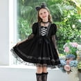 thumbnail image 2 of Enjoytime Girls Halloween Costumes Dress Puff Short Sleeve Lace Mesh Gothic Princess Dress Vintage Party Outfit with Lace Headband, 2 of 8