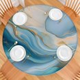 thumbnail image 2 of Blue Marble Gold Wave Pattern Round Fitted Tablecloth with Elastic Edge,Dining Table Cover Waterproof,Outdoor Round Tablecloth for Camping,Dining,Indoor and Outdoor, 2 of 7