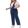 thumbnail image 4 of Overol de mezclilla largo de tirantes en forma de V para mujeres de talla grande Agnes Orinda 1X azul oscuro, 4 of 6