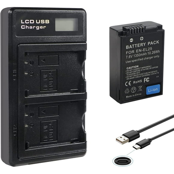 TIIANTE 10.26Wh EN-EL25 y et Chargeur Double USB pour Appareil Photo Numérique Compatible Nikon Z50 Z 50 Z fc EN-EL25