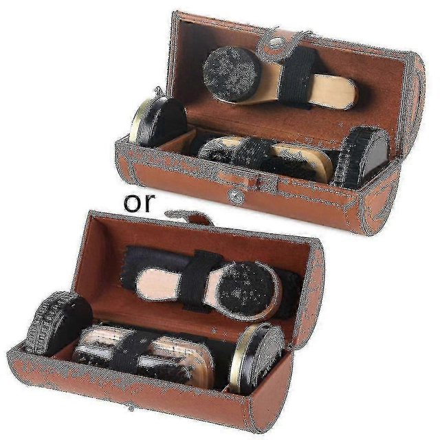 6pcs Shoe Polish Care Kit Leather Shoe Shine Kit With Shoe Polish Shoe Brush A