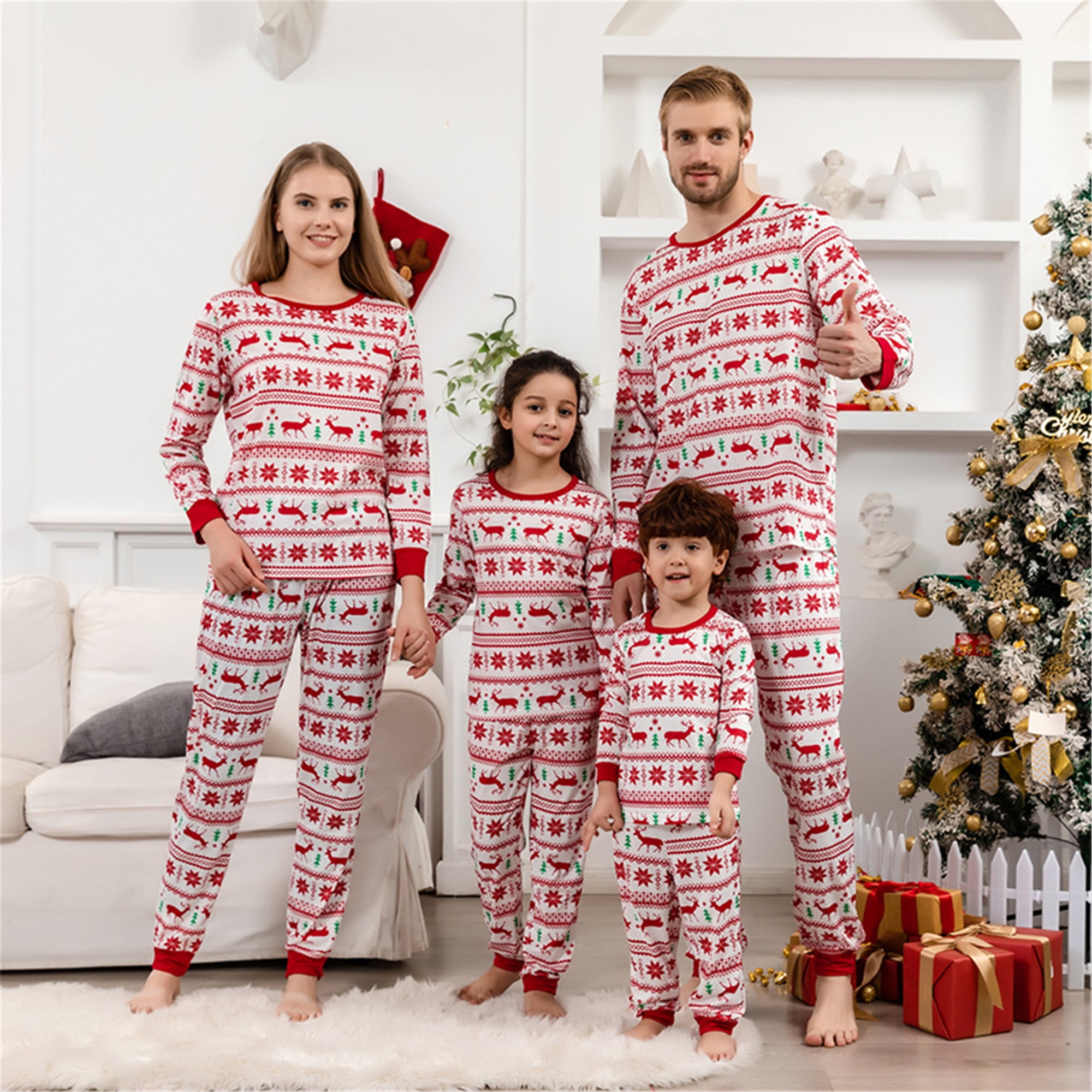 Elowel Family Matching Christmas Pajamas - Striped Pajama 2-Piece