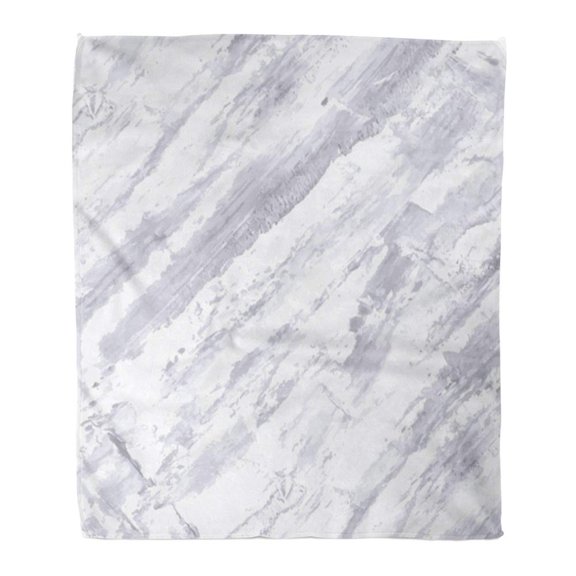 SIDONKU Throw Blanket Warm Cozy Print Flannel White Gray Black Marble Watercolor Abstract Stains Strokes Spots and Ink Waves Comfortable Soft for Bed Sofa and Couch 50x60 Inches