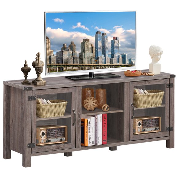 Gymax TV Stand Entertainment Center for TV's up to 65'' w/ Storage Cabinets Deep Taupe