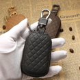 thumbnail image 3 of Black Leather Car Key Case with Zipper and Metal Hook - Unisex Keyring (1pc) SHAR, 3 of 4