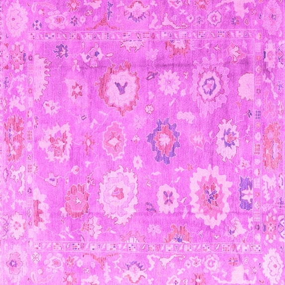 Ahgly Company Indoor Square Oriental Pink Traditional Area Rugs, 3' Square