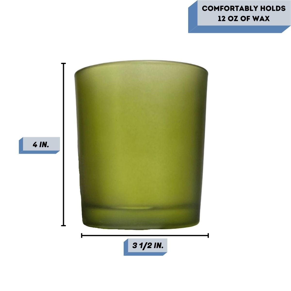 14 oz. Havana Frosted Emerald Empty Candle making Jar candle vessels for DIY candle-making projects (Box of 12) FREE SHIPPING