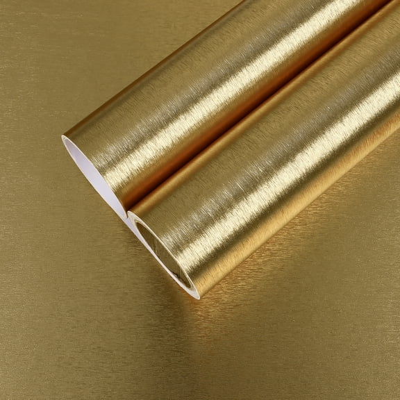 CHIHUT Brushed Metallic Gold Contact Paper for Kitchen Backsplash Peel and Stick Gold Wallpaper for Countertop Waterproof Self Adhesive Wall Paper Removable Vinyl Wrap for Bathroom 12"x100"