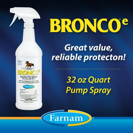 Farnam Broncoe Water-based Fly Spray with Citronella Scent for Horses, Dogs, and Premises 32 Ounces