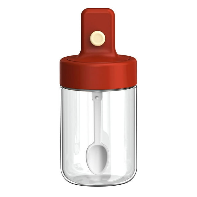 ABS Spice Jar Reusable Washable Heats-resistant Colorful Silicone Sealing Seasoning Container Indoor Kitchen Salt Shaker Can Orange Red