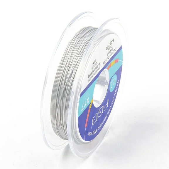 Tiger Tail Beading Wire 7-Strand Bead Stringing Wire Nylon Coated Stainless Steel Wire Silver 26 Gauge 0.4mm about 32.8 Feet(10m)/roll