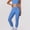 Blue, variant on PISONIC 2 Piece Workout Sets for Women Color Block Strappy Sports Bra High Waist Leggings Gym Yoga Pilates Outfits