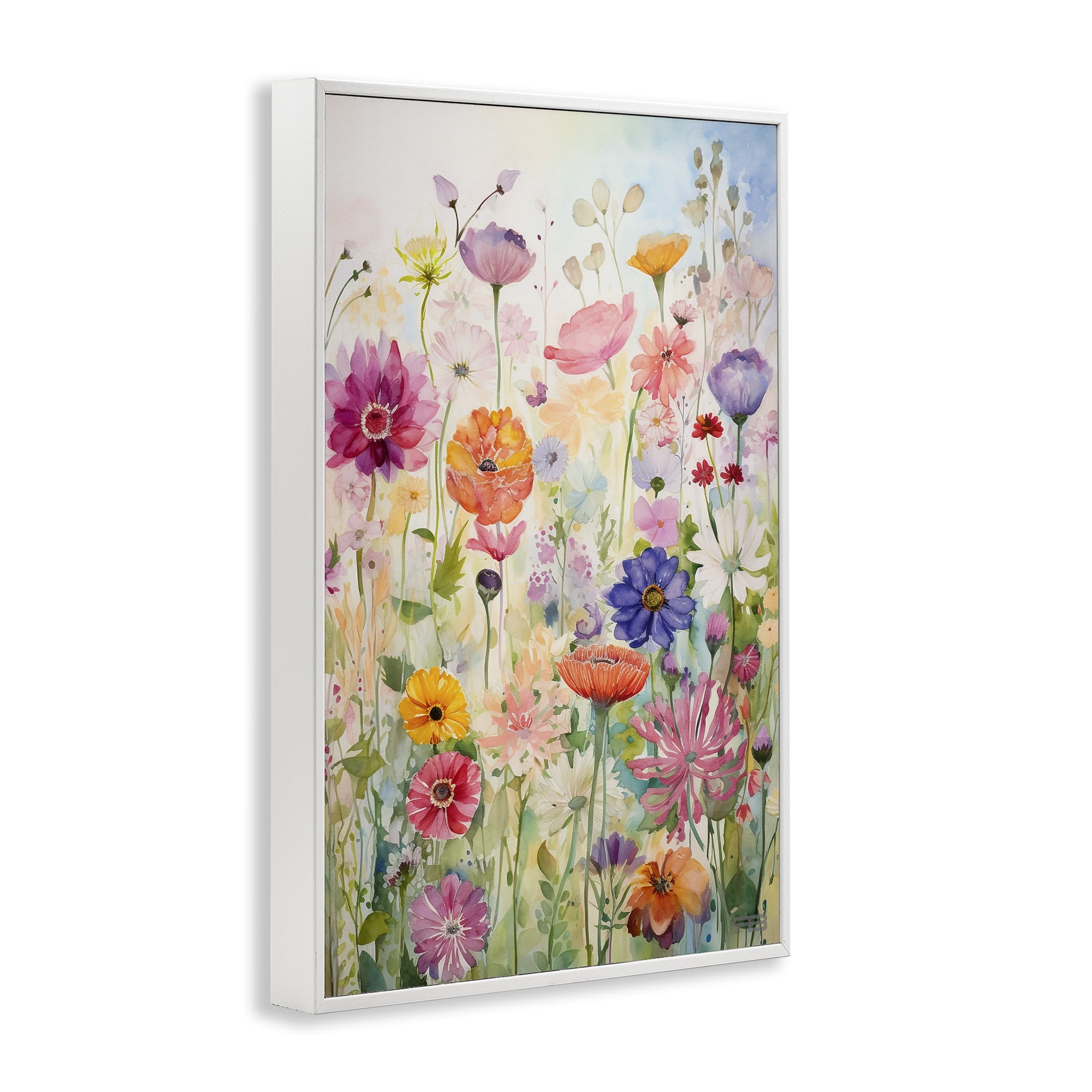 Stupell Industries Bright Floral Garden Botanical & Floral Painting White Framed Art Print Wall Art, 20 x 30