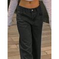 thumbnail image 2 of Women's High - Waisted Wide - Leg Jeans Loose Fit Retro Minimalist Trend Casual Everyday Sexy Straight Pants-Diagonal Pocket Jeans Cotton Denim Classic Button Design Multiple Washes (Blue/Gray) Casua, 2 of 4