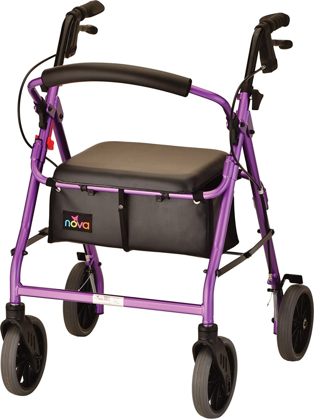 NOVA Zoom Rollator Walker with 22 Seat Height Rolling Walker with Locking Hand Brakes Padded