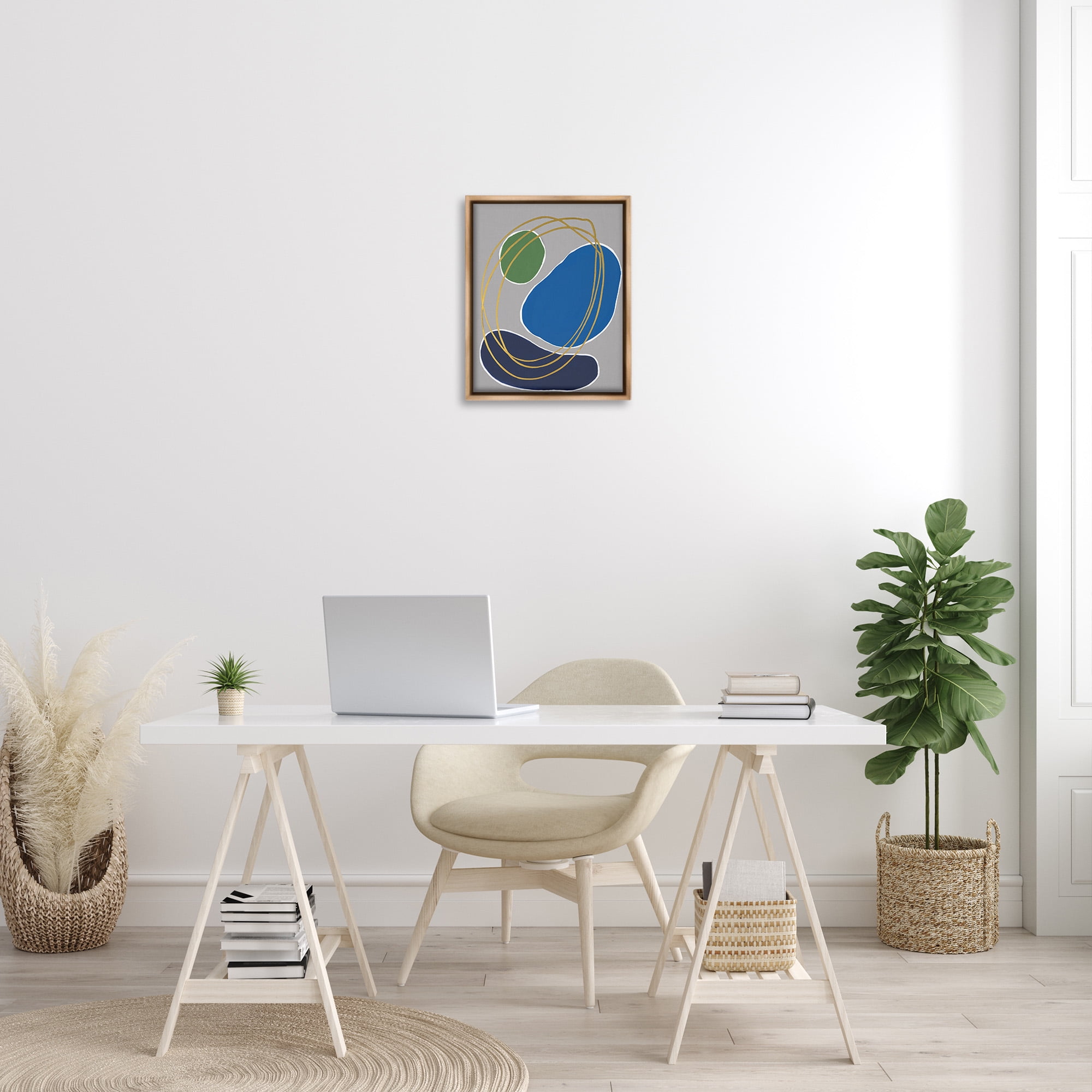 Stupell Industries Oblong Geometric Shapes Abstract Painting Brown Floater Framed Canvas Art Print Wall Art, 17 x 21