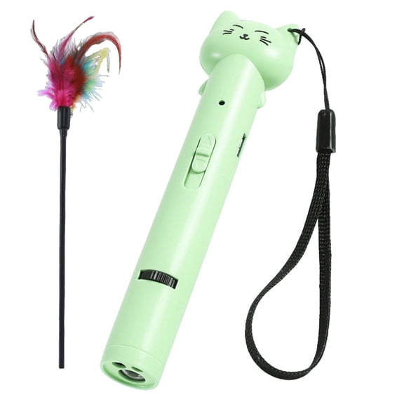 Forestwhale Multifunctional Cat Teaser Wand 14.2in Interactive Cat Toy with Feather Type-C Rechargeable UV Light Boredom Relief