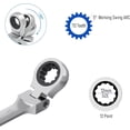 thumbnail image 3 of 24mm(15/16") Flex-Head Ratcheting Combination Wrench Metric 72 Teeth 12 Point Ratchet Box Ended and Open End Spanner Tools, Flexible Head Gear Wrench, Heat-Treated CR-V, 3 of 7
