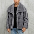 thumbnail image 5 of Donemore Men's Winter Faux Fur Coat Warm Turn-Down Collar Long Sleeve Solid Color Fashion Outerwear for Casual Daily Party, 5 of 7