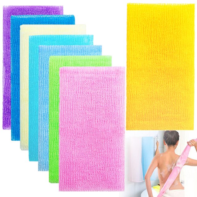 8 Uds. Paño de baño exfoliante de 35 pulgadas, toalla de baño para la piel, toalla de nailon para ducha, depurador corporal, lufa para mujeres y hombres