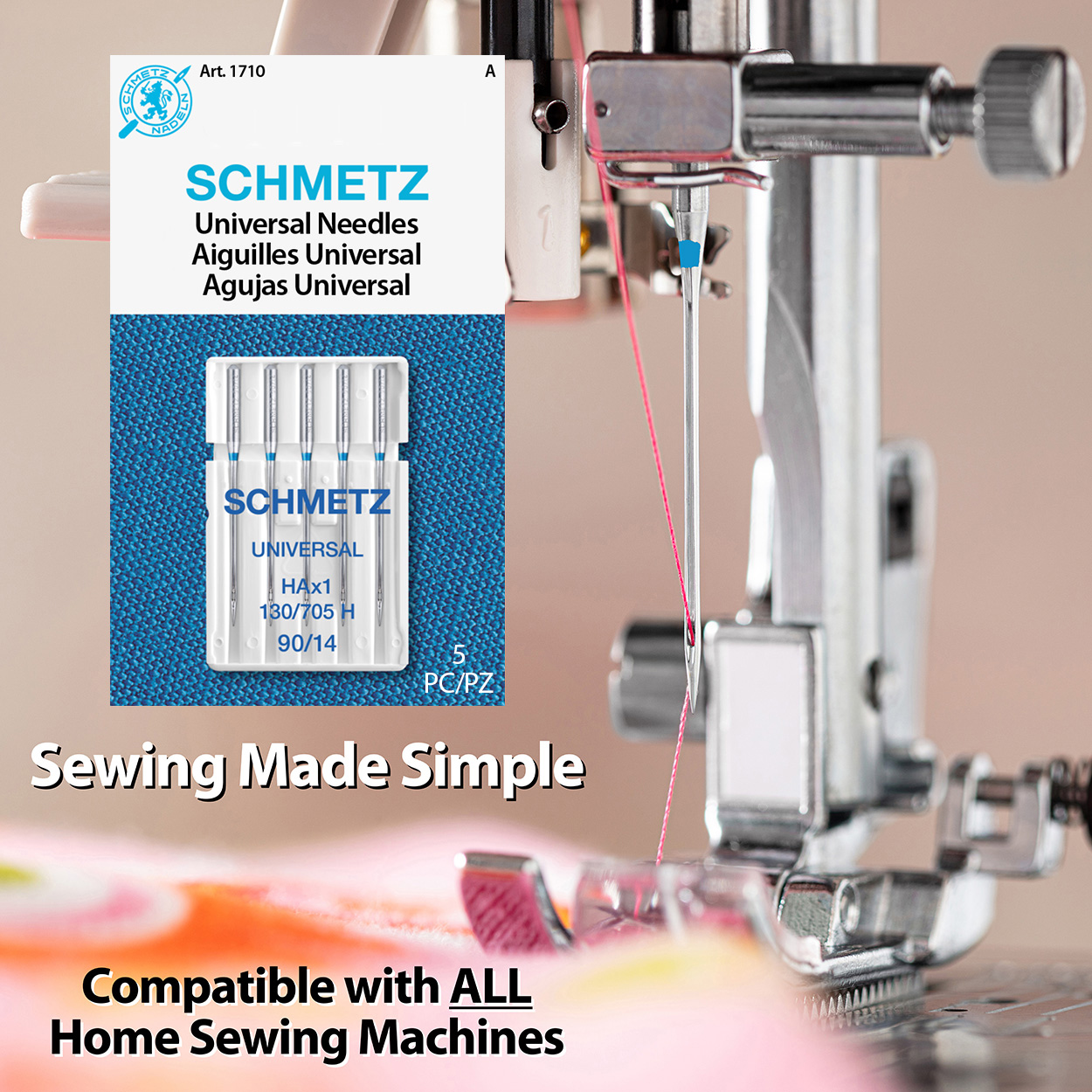 (3 pack) Schmetz Universal Sewing Machine Needles -Size 90/14, 5 Count