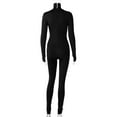 thumbnail image 5 of YEAHDOR Womens Solid Color Full Bodycon Jumpsuit Long Sleeve Stretchy Bodysuit Night Club Rave Party Catsuit Black XL, 5 of 7