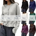 thumbnail image 6 of gbyLJF Womens Ruffer Sweater Cardigan Button Down Long Sleeve Crew Neck Cropped Knitted Tops Green, 6 of 6