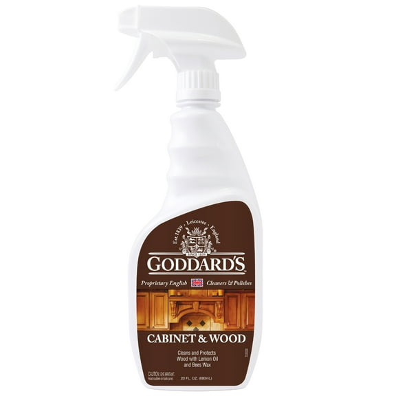 Goddard's Cabinet & Wood Wax Spray, Wood Cleaner & Furniture Polish, Wood Conditioner with Beeswax and Lemon Oil, Shine & Stain Protection, 23 oz