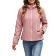thumbnail image 4 of Women's Solid Waterproof Windproof Hooded Softshell Jacket, Lightweight Full Zip Outdoor Hiking Walking Windbreaker Coat Pink XXXXL(XXXXL), 4 of 7