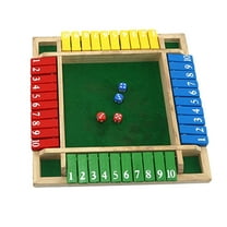 Shut The Box Game for 4 Players - Wooden Board Tabletop Family Math Game with 12 4 Dice