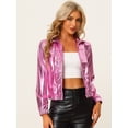 thumbnail image 2 of Chaquede chándal pamujer Chaquemetálide manlarbrillante holográficon cremalleen parte delanteRoS, 2 of 6