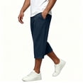 thumbnail image 5 of Plus Size Capri Pants for Men Fashion Comfy Solid Color Drawstring Pockets Pants Summer Beach Vacation, 5 of 5