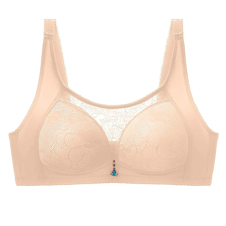 Bigersell Training Bra Women Solid Color Comfortable Hollow Out Bra  Underwear No Underwire Women Size Full Coverage Bra, Style 8007, Khaki 40B