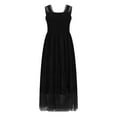 thumbnail image 6 of Summer Dresses for Women 2025, Women's Fashion Sexy Solid Short Sleeve Pleated Dresses Long Dress Midi Maxi Dresses Elastic Waist Boho Beach Dress Pockets(Black,L), 6 of 9