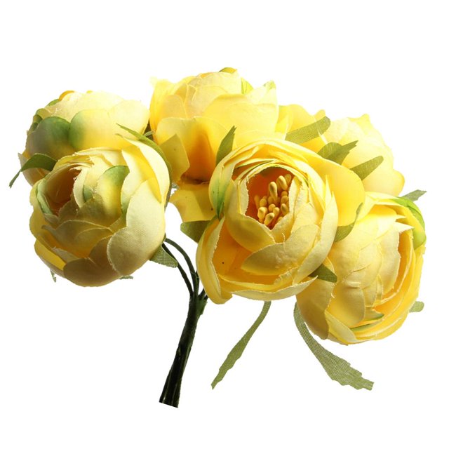 6 Piezas Artificial para Decoracion Cumpleaños Accesorio de Bricolaje Amarillo BLESIY Flores artificiales de la seda de Rose