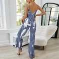 thumbnail image 3 of Women Tie Dye Wide Leg Jumpsuit Sleeveless V Back Casual Loose Summer Outfit, 3 of 5