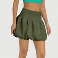 thumbnail image 4 of Women's Double Layer Bubble Hem High Waist Skirt - Solid Color Micro-Stretch Skirt for Casual, Retro, and Vintage-Inspired Fashion,Army Green S, 4 of 5