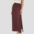 thumbnail image 3 of Midi Skirts for Women Boho Ruffle Hem Color Block Cute Flowy Elastic Waisted Casual Pleated Skirts with Pockets, 3 of 5