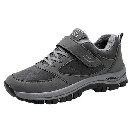 

Fashion Winter Men Snow Boots Thick Soles Non Slip Solid Color Lace Up Hook Loop Short Plush Warm And Comfortable Dark Boots for Men